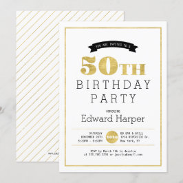 Eenvoudige, moderne Gold-uitnodiging van 50e verja Kaart