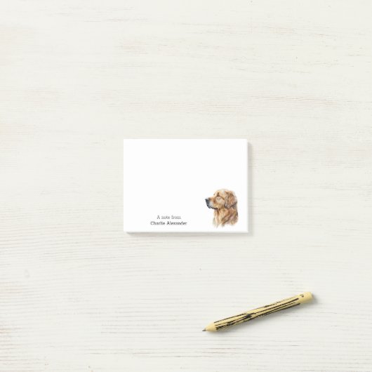 Eenvoudige moderne Golden Retriever gepersonalisee Post-it® Notes (Op bureau)