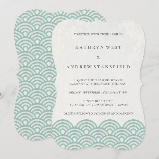 Eenvoudige moderne golven groen + witte vlek bruil kaart (Voorkant / Achterkant)