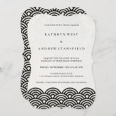 Eenvoudige moderne golven zwart + witstrand bruilo kaart (Voorkant / Achterkant)