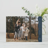 Eenvoudige moderne golvende rand marineblauwe kers feestdagenkaart (Staand voorkant)