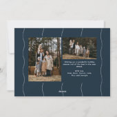 Eenvoudige moderne golvende rand marineblauwe kers feestdagenkaart (Achterkant)