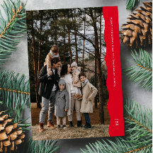 Eenvoudige moderne golvende rand rode kerst met tw