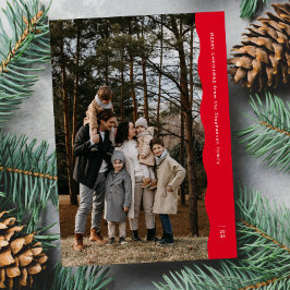Eenvoudige moderne golvende rand rode kerst met tw feestdagenkaart