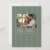 Eenvoudige moderne golvende rand salie groene foto save the date (Achterkant)