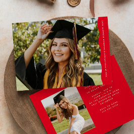 Eenvoudige moderne golvende rand twee foto rood af aankondiging