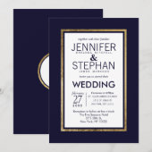 Eenvoudige moderne goud beklede marine blauwe brui kaart (Voorkant / Achterkant)