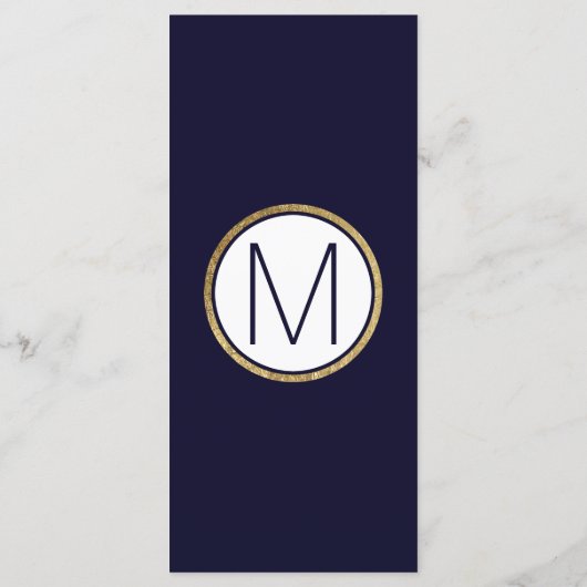 Eenvoudige moderne goud beklede marine blauwe brui menu (Achterkant)