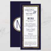 Eenvoudige moderne goud beklede marine blauwe brui menu (Voorkant / Achterkant)