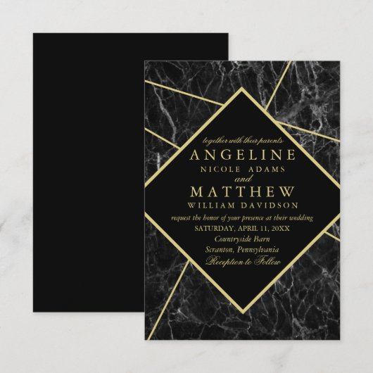 Eenvoudige, moderne gouddiamantmarter kaart (Voorkant / Achterkant)