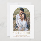 Eenvoudige moderne gouden boog foto save the date (Voorkant)
