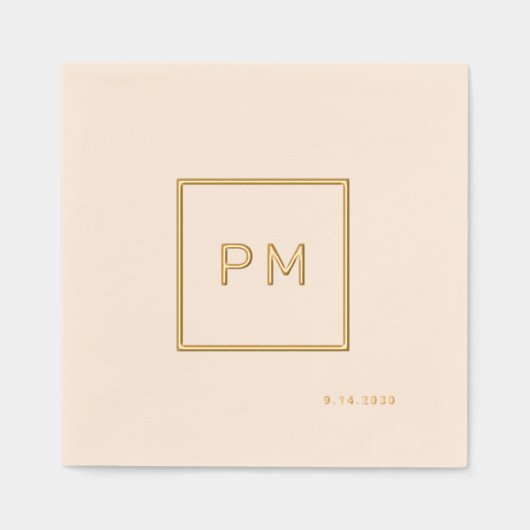 Eenvoudige moderne gouden folie ingelijst bruiloft folie servetten (Voorkant)