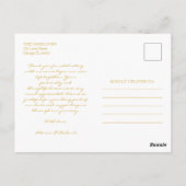 Eenvoudige Moderne Gouden Folie Trouwen Dank u Fot Briefkaart (Achterkant)