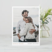 Eenvoudige moderne gouden foto Dank u bruiloft Kaa Bedankkaart (Staand voorkant)