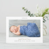 Eenvoudige moderne gouden foto-jongen of meisjes aankondiging (Staand voorkant)