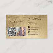 Eenvoudige moderne gouden foto QR make-up artist Visitekaartje (Achterkant)