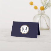 Eenvoudige moderne gouden gevoerd Navy Blue Meal b Plaatskaartje (Achterkant)