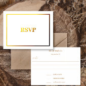 Eenvoudige Moderne Gouden Grens Bruiloft RSVP Folie Uitnodiging Briefkaart