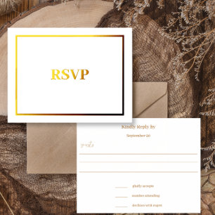 Eenvoudige Moderne Gouden Grens Bruiloft RSVP Folie Uitnodiging Briefkaart