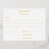 Eenvoudige Moderne Gouden Grens Bruiloft RSVP Folie Uitnodiging Briefkaart (Achterkant)