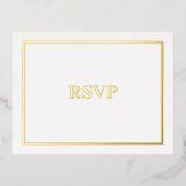 Eenvoudige Moderne Gouden Grens Bruiloft RSVP Folie Uitnodiging Briefkaart (Voorkant)