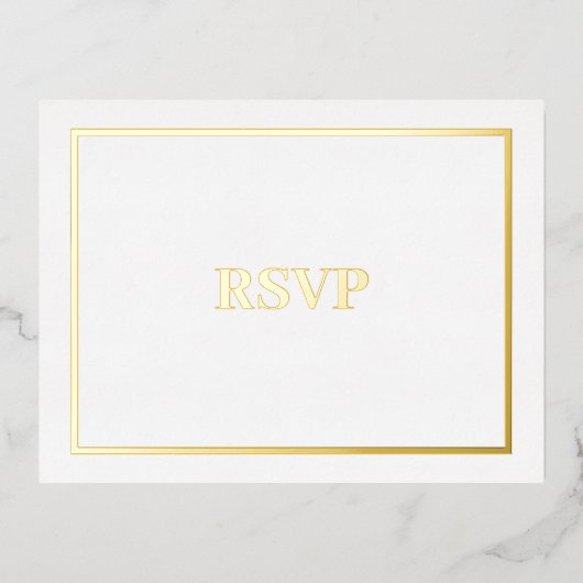 Eenvoudige Moderne Gouden Grens Bruiloft RSVP Folie Uitnodiging Briefkaart (Voorkant)