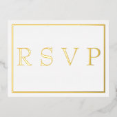 Eenvoudige Moderne Gouden Grens Bruiloft RSVP Folie Uitnodiging Briefkaart (Voorkant)