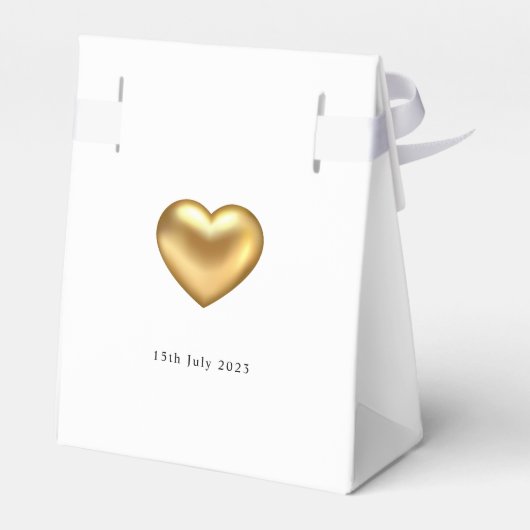 Eenvoudige Moderne Gouden Hart Witte Bruiloft Bedankdoosjes (Achterkant)