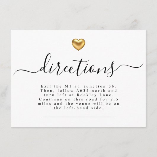 Eenvoudige moderne gouden hartweduwen informatiekaartje (Voorkant)