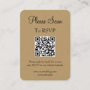 Eenvoudige Moderne Gouden Huwelijksscan QR Code Informatiekaartje