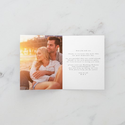 Eenvoudige moderne gouden kalligrafie bruiloft bedankkaart (Binnen)