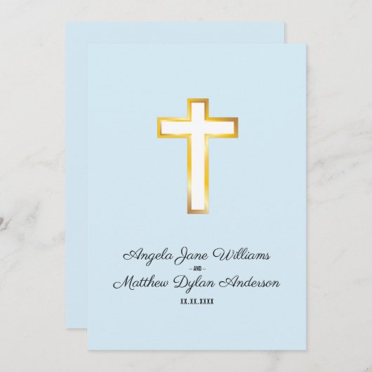 Eenvoudige moderne gouden kruis religieuze kerk ce kaart (Voorkant / Achterkant)