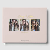 Eenvoudige moderne gouden lijst met drie foto's va gastenboek (Voorkant)