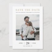 Eenvoudige moderne gouden multi foto bruiloft save the date (Voorkant)