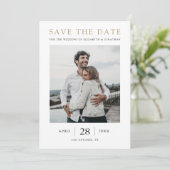 Eenvoudige moderne gouden multi foto bruiloft save the date (Staand voorkant)