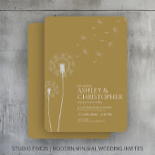 Eenvoudige Moderne Gouden Paardebloem Bruiloft Kaart