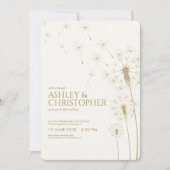 Eenvoudige Moderne Gouden Paardebloem Bruiloft Kaart (Voorkant)