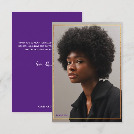 Eenvoudige moderne gouden rand afstudeer dank je w kaart (Voorkant / Achterkant)