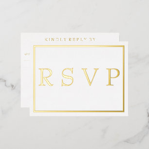 Eenvoudige Moderne Gouden Rand Bruiloft RSVP Folie Uitnodiging Briefkaart