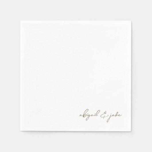 Eenvoudige Moderne Gouden Script Namen Bruiloft Se Servet (Voorkant)