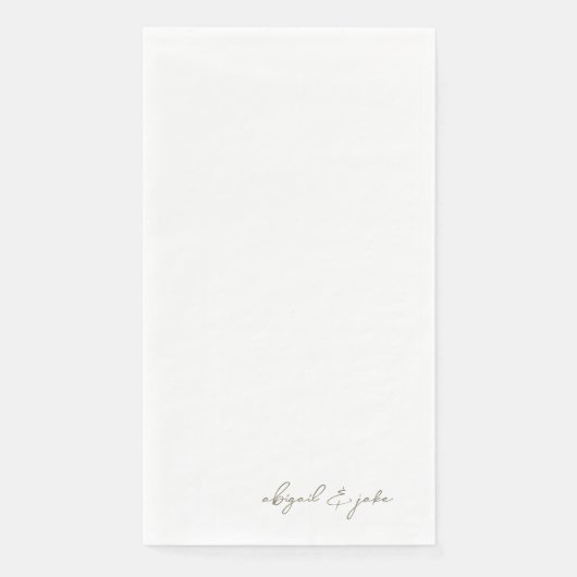 Eenvoudige Moderne Gouden Script Namen Bruiloft Servet (Voorkant)