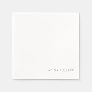 Eenvoudige Moderne Gouden Tekstnamen Trouwservette Servet