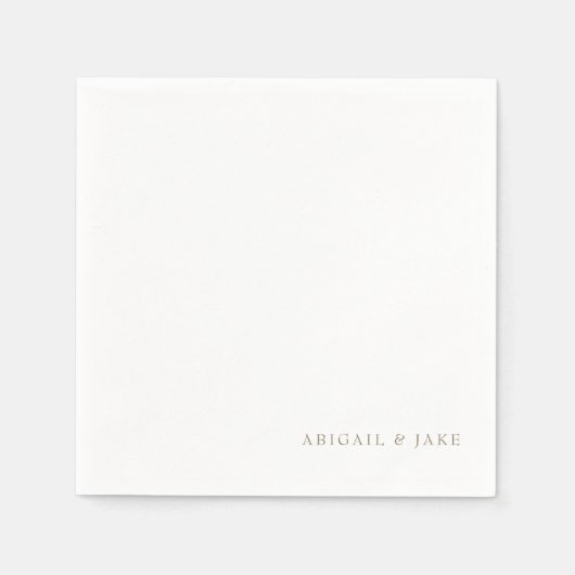 Eenvoudige Moderne Gouden Tekstnamen Trouwservette Servet (Voorkant)