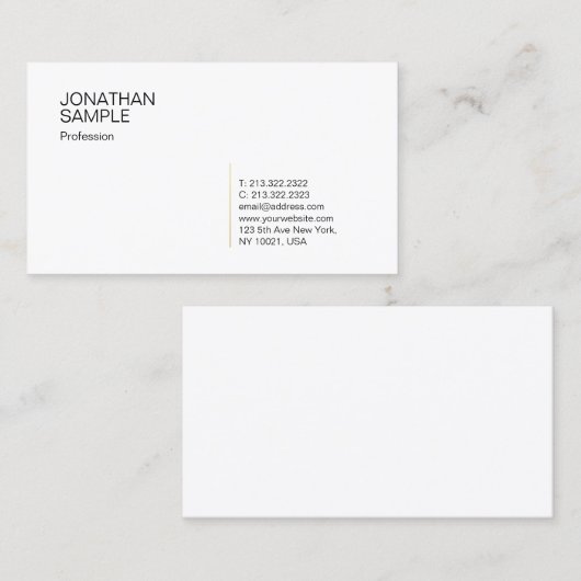 Eenvoudige Moderne Gouden Witte Professionele Sjab Visitekaartje (Voorkant / Achterkant)