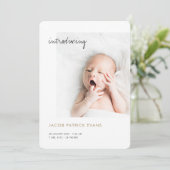 Eenvoudige moderne goudfoto-jongen of meisjes aankondiging (Staand voorkant)
