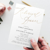 Eenvoudige, moderne goudkalligrafie-bruiloft kaart