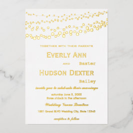 Eenvoudige, moderne goudweduwen folie uitnodiging