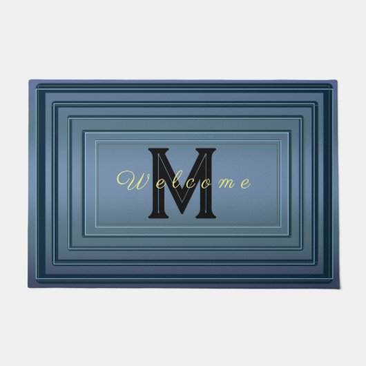 Eenvoudige moderne gradiënt welkome het Monogram N Deurmat (Voorkant)