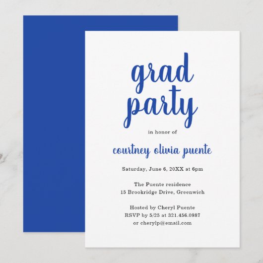 Eenvoudige Moderne Graduation Party Kaart (Voorkant / Achterkant)