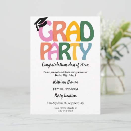 Eenvoudige Moderne Graduation Party Kaart (Staand voorkant)